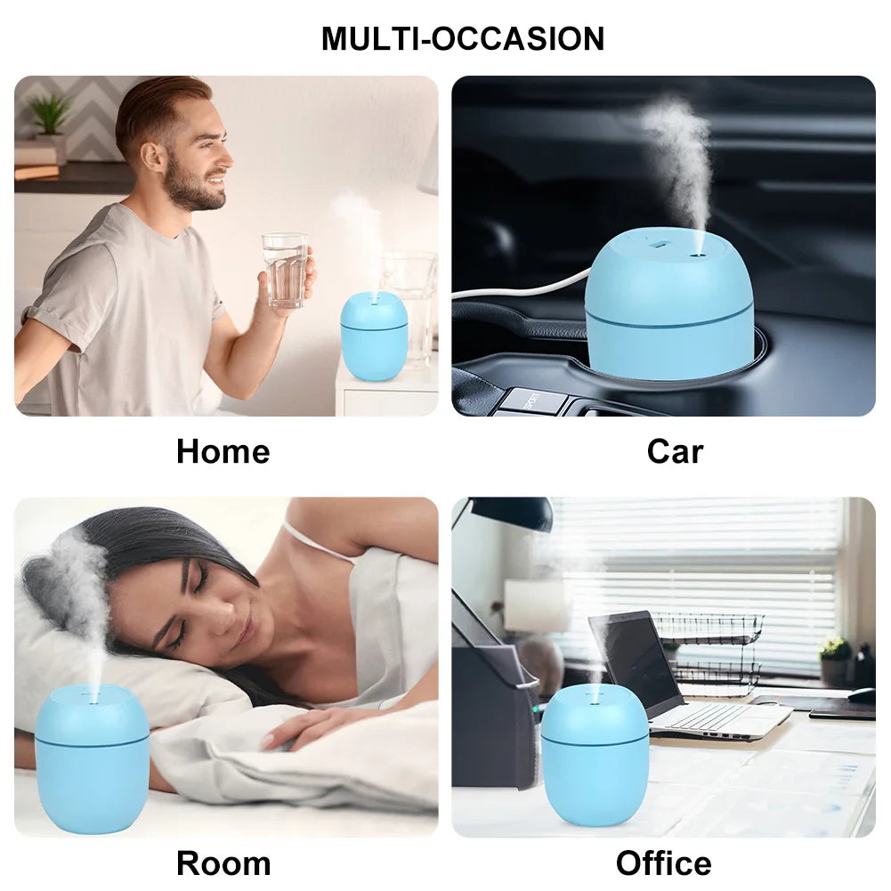 USB Mini Air Humidifier Aroma Essential Oil Diffuser for Home Car Ultrasonic Mute Mist Maker Diffuser with LED Color Lamp
