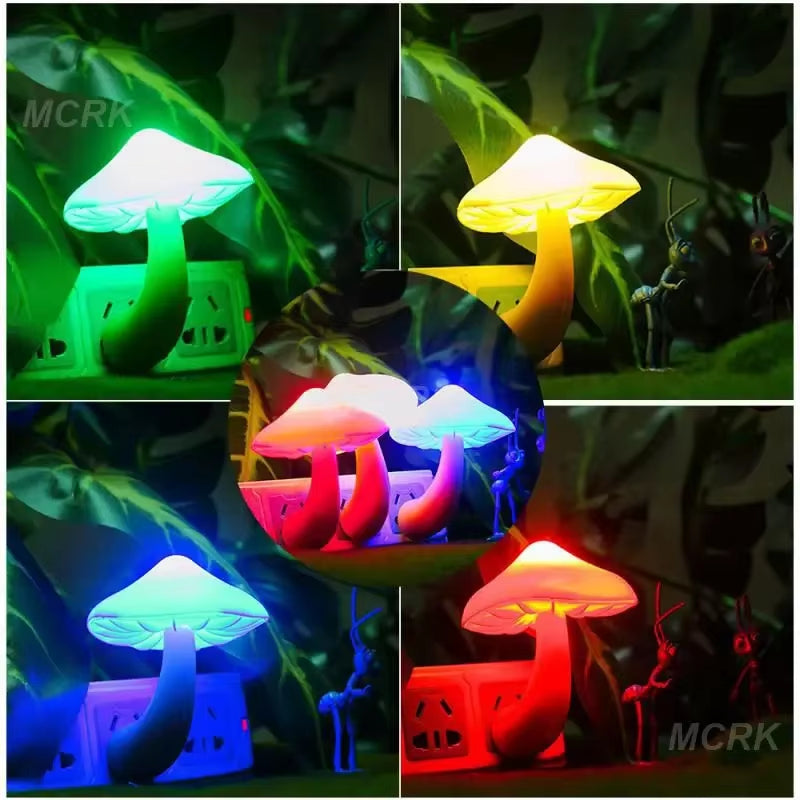 Worm Mushroom Lamp Plug-In Light Control Night Light Wholesale Yellow Light Worm Mushroom Light Control Night Light Home Decor